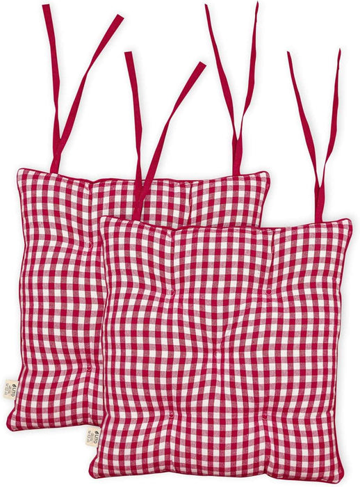 Chair Pad Red - 2 Pack 18”x18” Red/White