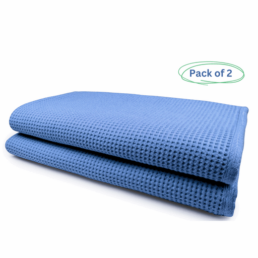 Waffle Bath Towels-28"x55"-Alaskan Blue-Pack of 2