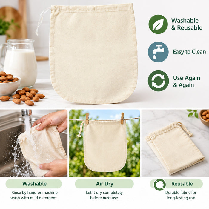 Organic Nut Milk Bag - 14"x14"	Pack of 2