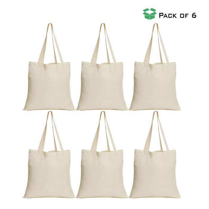 Reusable Tote bag-15"x16"-Natural-Pack of 6