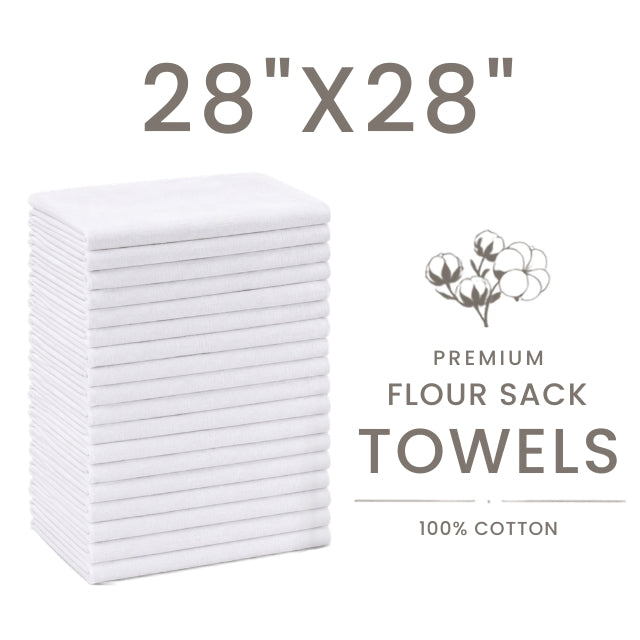 Flour Sack Tea Towels 28"x28" - White