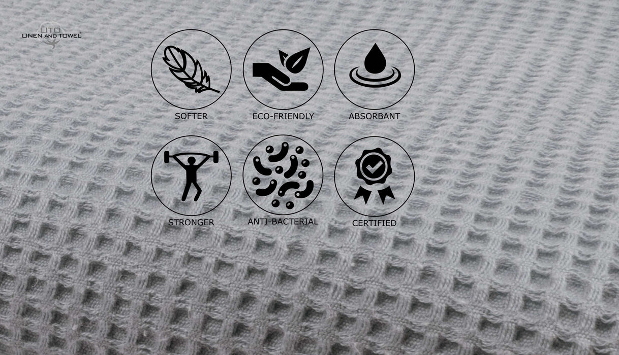 Waffle Bath Towels-28"x55"-Glacier Grey-Pack of 2