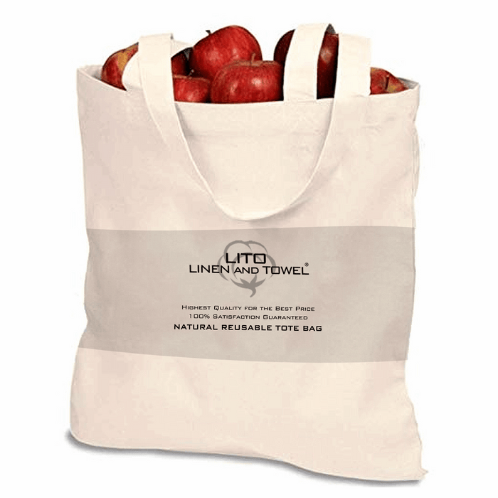 Reusable Tote bag-15"x16"-Natural-Pack of 6